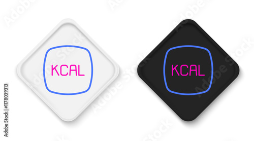 Line Kcal icon isolated on isolated on white background. Health food. Colorful outline concept. Vector