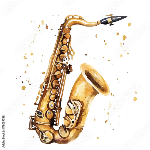 A watercolor drawing of saxophone reeds, isolated on a white background. Musical accessories vector.
