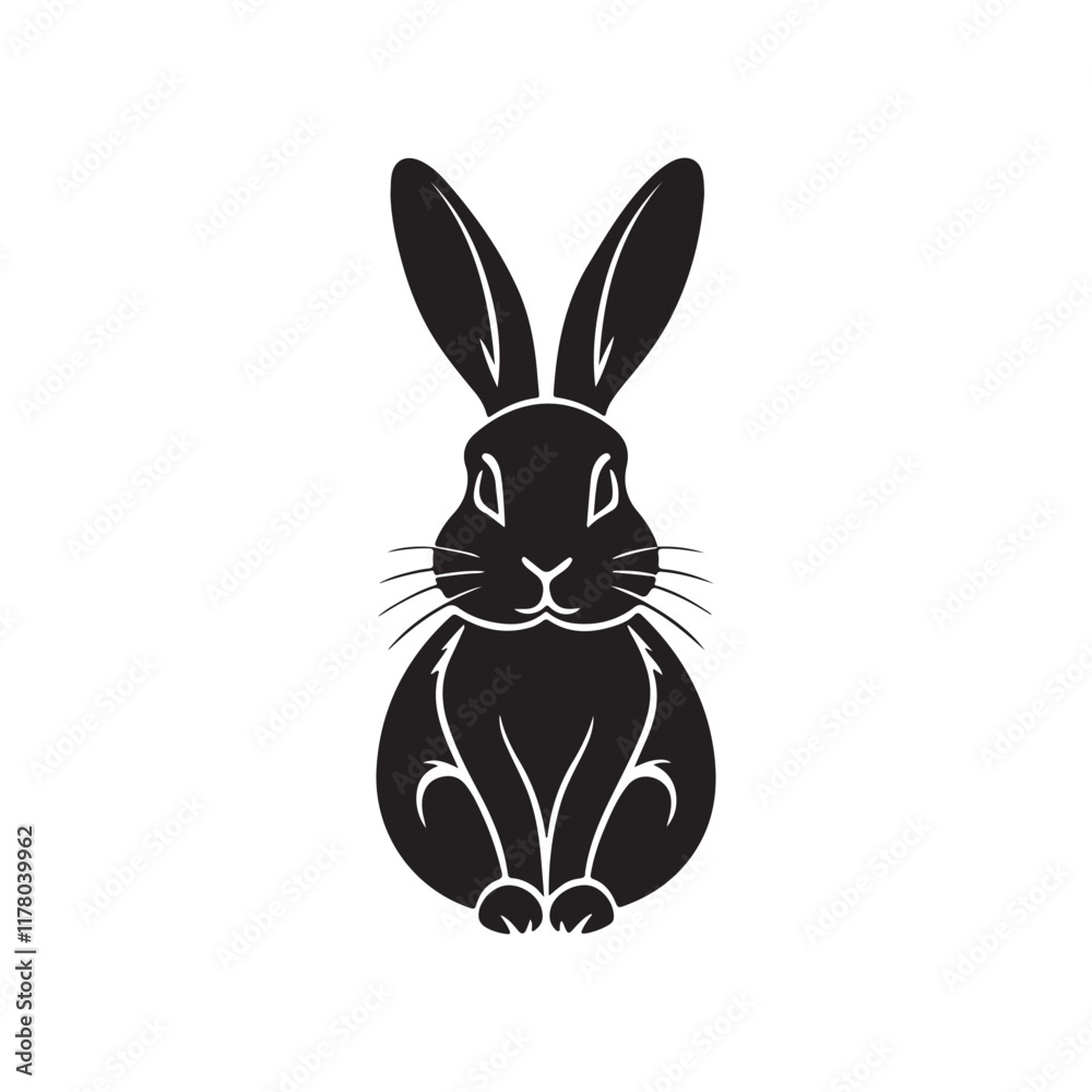 Obraz premium rabbit dog silhouette vector line art logo design