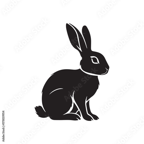 rabbit dog silhouette vector line art logo design photo