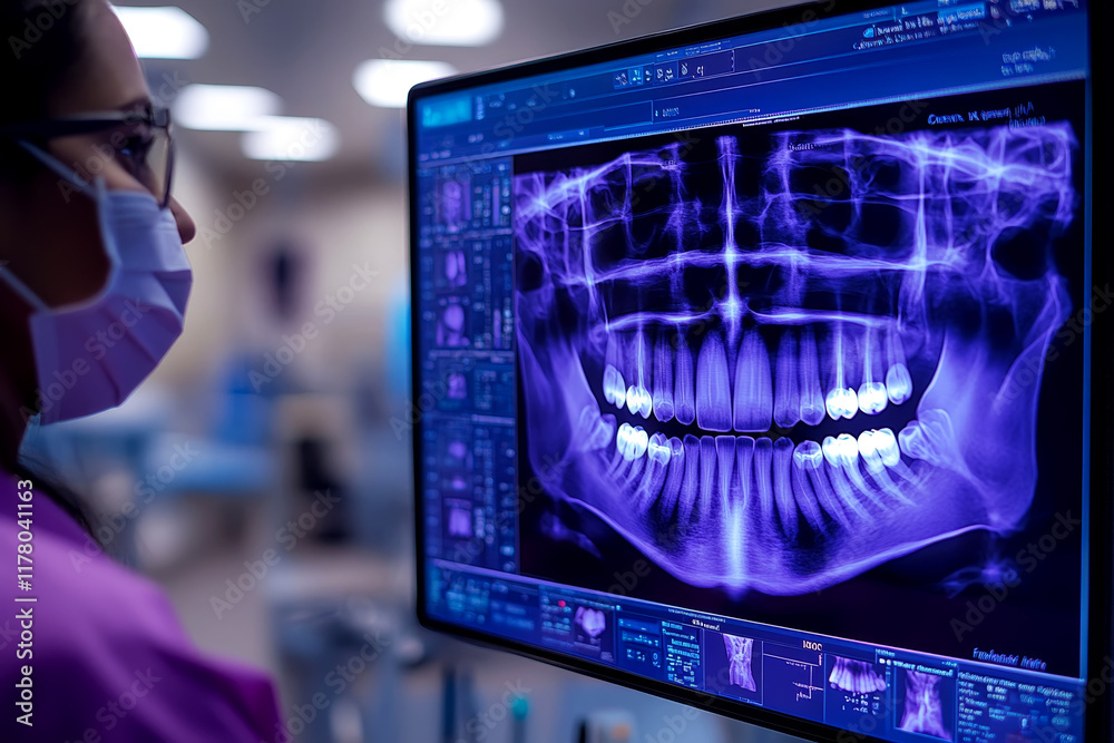Dental X-Ray Close-Up Modern Diagnostics Technology in Clinic