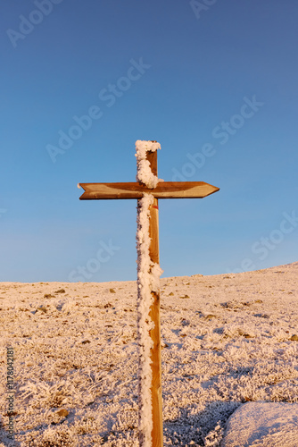 frozen cross trail mark photo