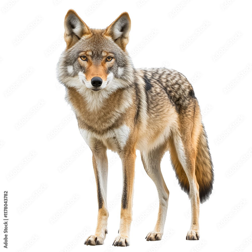 Coyote standing confidently in a natural pose Coyote standing confidently in a natural pose