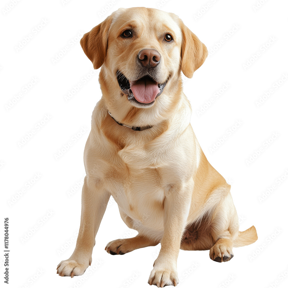 Smiling labrador sitting indoors