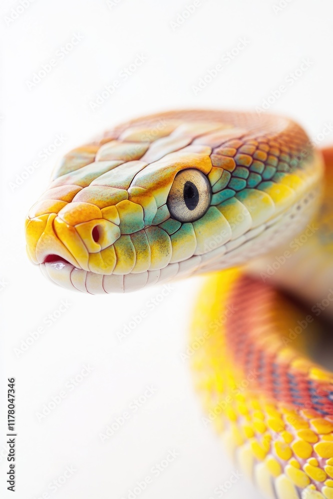 Fototapeta premium A close-up shot of a colorful snake's head with vibrant markings