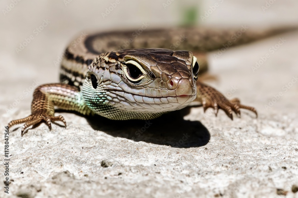 A lizard perched on top of a rocky outcropping, basking in the sun