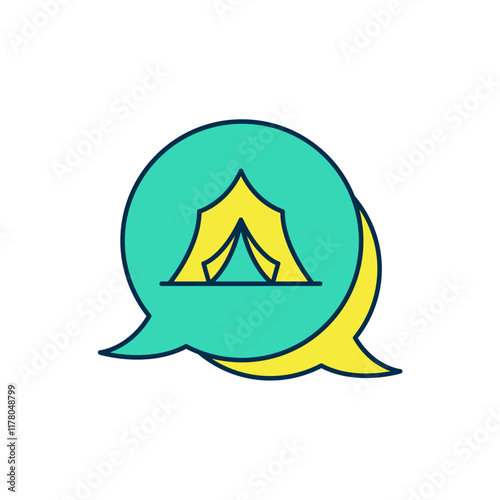 Filled outline Circus tent icon isolated on white background. Carnival camping tent. Amusement park. Vector