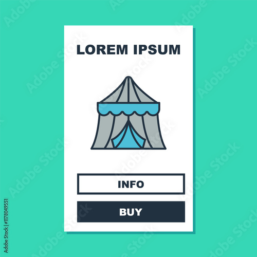 Filled outline Circus tent icon isolated on turquoise background. Carnival camping tent. Amusement park. Vector