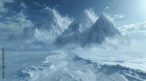 Wallpaper Mural Majestic Winter Mountainscape Icy Peaks Snow Glacier Arctic Landscape Cold Wilderness Nature Torontodigital.ca