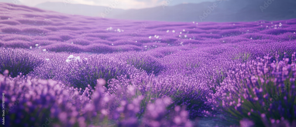 Obraz premium Vast lavender fields in full bloom creating a stunning cinematic landscape