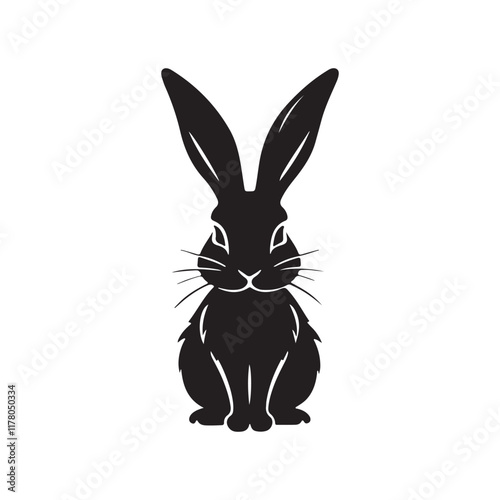 rabbit dog silhouette vector line art logo design photo