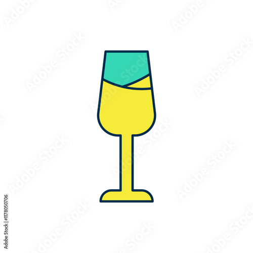 Filled outline Wine glass icon isolated on white background. Wineglass sign. Vector