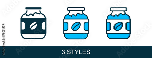 Filled outline Coffee jar bottle icon isolated on white background. Vector