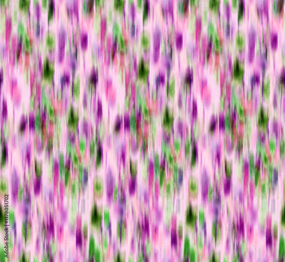 Naklejka premium Abstract blurred floral seamless pattern. Bleeding meadow spring flowers. Watercolor paints texture. Trendy botanical design.