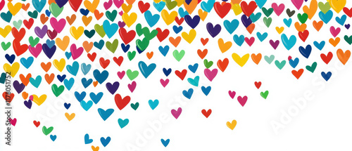 Colorful hearts banner background with vibrant hues and playful design for celebrations