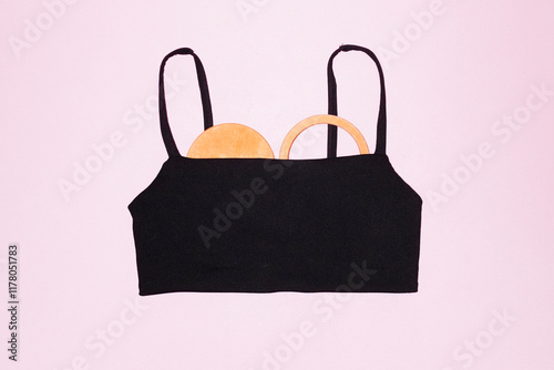 Sport exercise workout training bra with geometric objects as boobs photo