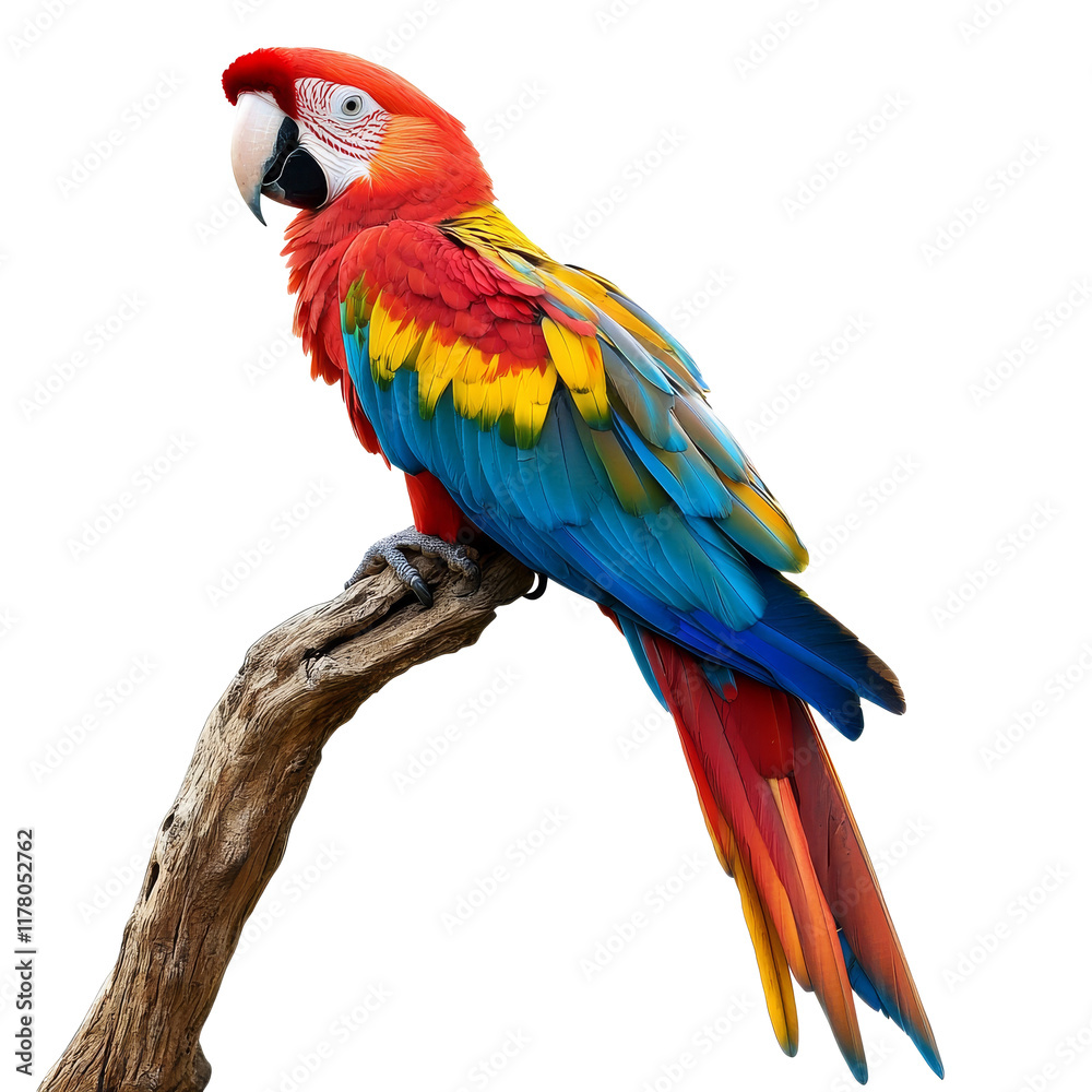 Obraz premium Colorful macaw perched on a branch in nature