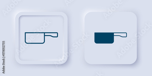 Filled and outline Frying pan icon isolated on grey background. Fry or roast food symbol. Square button. Vector