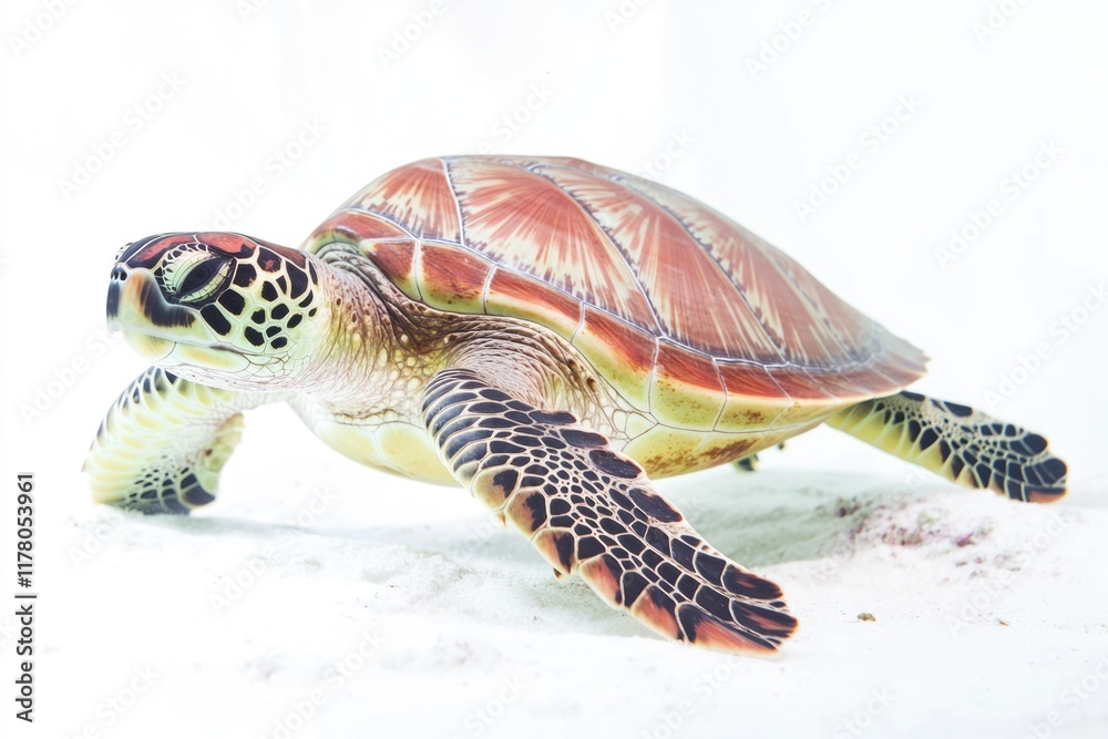 Obraz premium A turtle walks through the snowy terrain