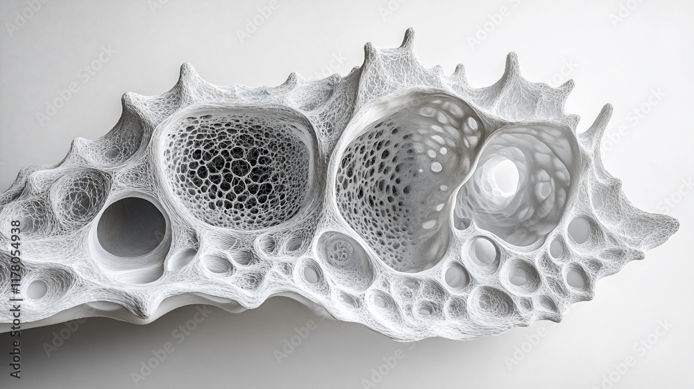 Abstract White Organic Form with Interconnected Cavities Abstract White Organic Form with Interconnected Cavities
