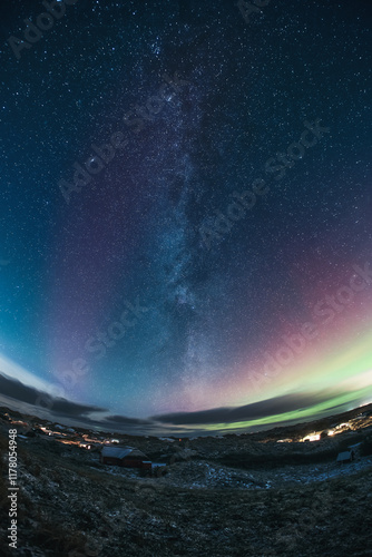 Milkyway an Aurora Borealis over Denmark. High quality photo photo