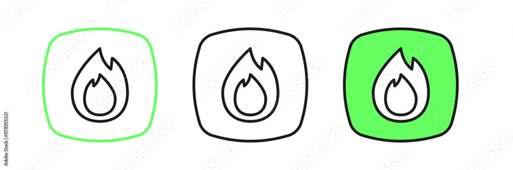 Set line Fire flame icon isolated on white background. Vector Set line Fire flame icon isolated on white background. Vector