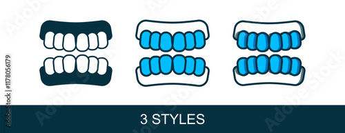 Filled outline Dentures model icon isolated on white background. Teeth of the upper jaw. Dental concept. Vector
