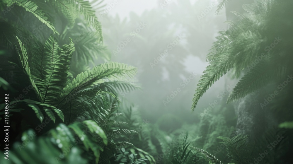 Obraz premium A dense forest with plenty of green foliage and vegetation