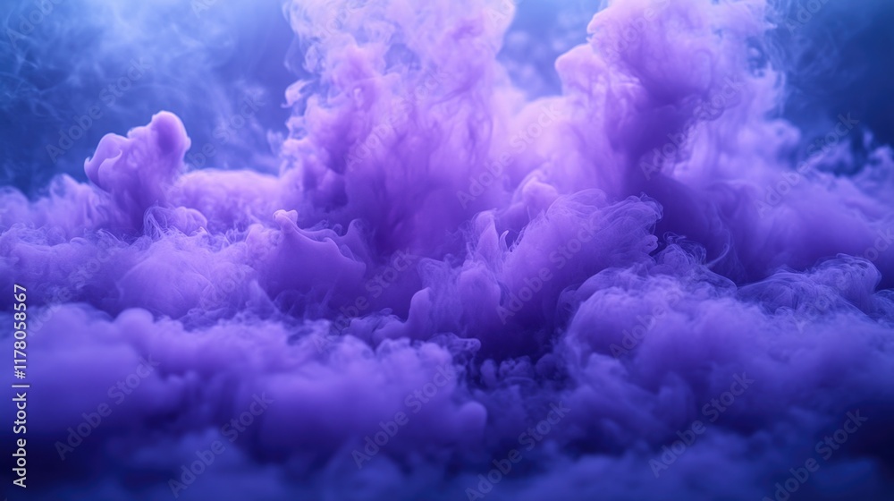 Fototapeta premium A dense cloud of purple smoke fills the air