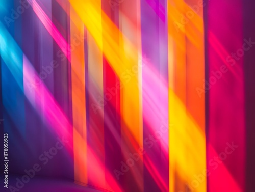 Multi-colored rays of light mingling photo