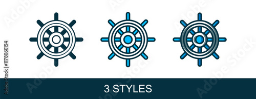 Filled outline Ship steering wheel icon isolated on white background. Vector