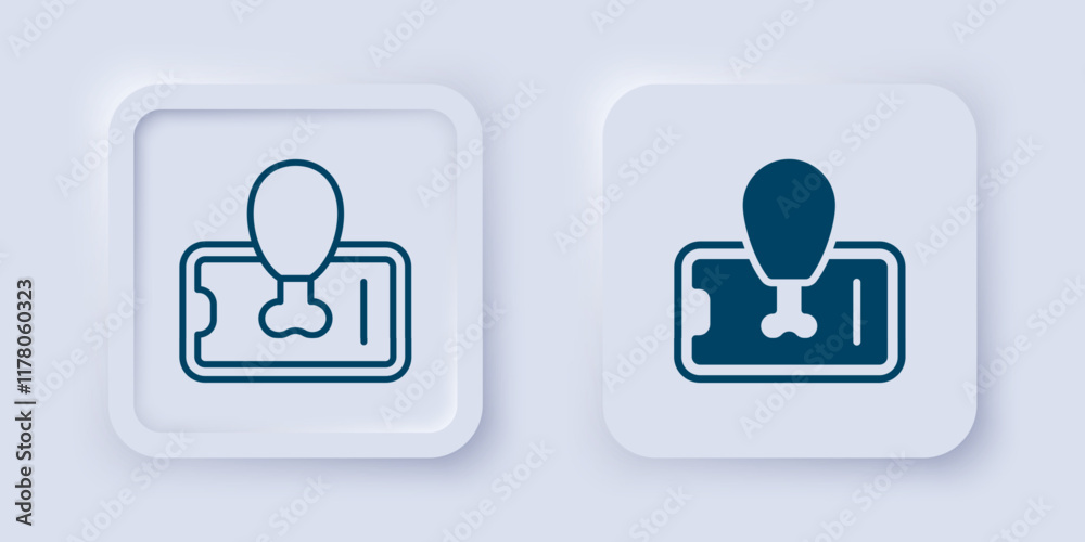 Filled and outline Food ordering on mobile icon isolated on grey background. Order by mobile phone. Restaurant food delivery concept. Square button. Vector Filled and outline Food ordering on mobile icon isolated on grey background. Order by mobile phone. Restaurant food delivery concept. Square button. Vector