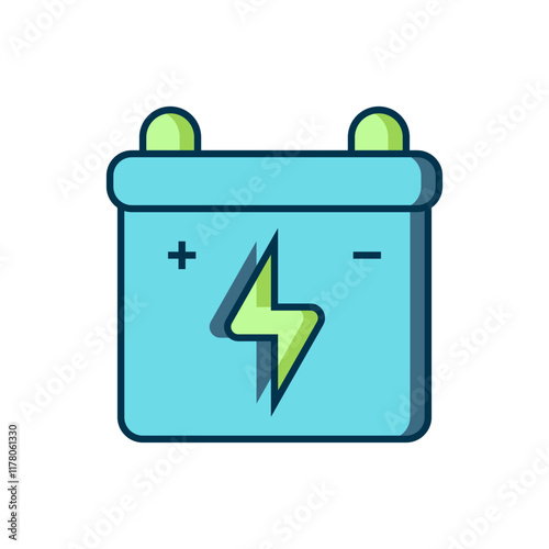 Filled outline Car battery icon isolated on white background. Accumulator battery energy power and electricity accumulator battery. Flat filled outline style with shadow. Vector