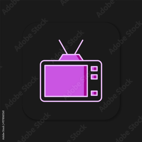 Filled outline Retro tv icon isolated on black background. Television sign. Flat filled outline style with shadow. Vector