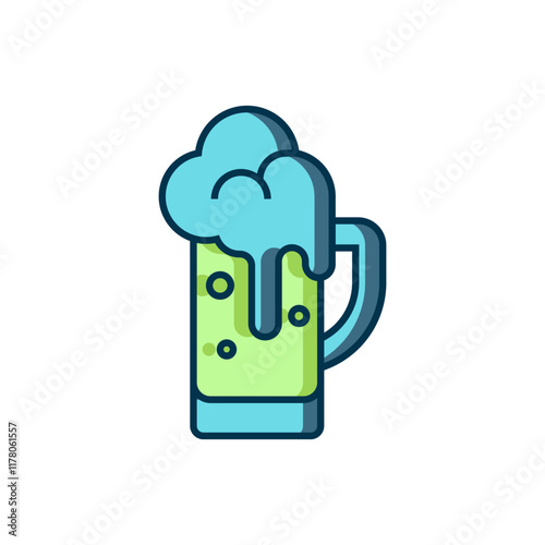 Filled outline Glass of beer icon isolated on white background. Flat filled outline style with shadow. Vector