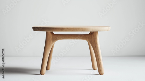 Minimalistischer Holztisch mit sanften Lichtakzenten in einem modernen Raum


