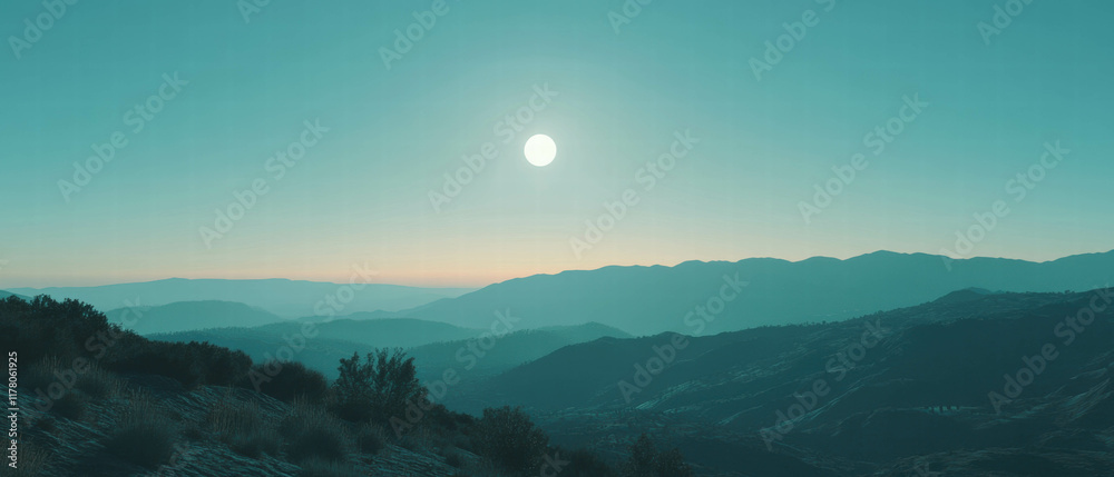 Fototapeta premium Vast desert landscape under a clear blue sky showcasing serenity and beauty at midday