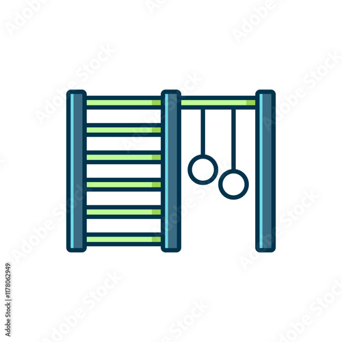 Filled outline Wooden Swedish wall icon isolated on white background. Swedish stairs. Flat filled outline style with shadow. Vector