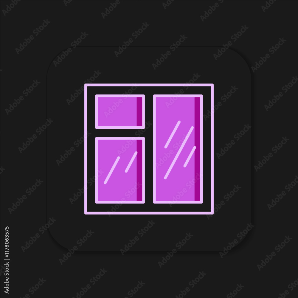 Filled outline Window in room icon isolated on black background. Flat filled outline style with shadow. Vector Filled outline Window in room icon isolated on black background. Flat filled outline style with shadow. Vector