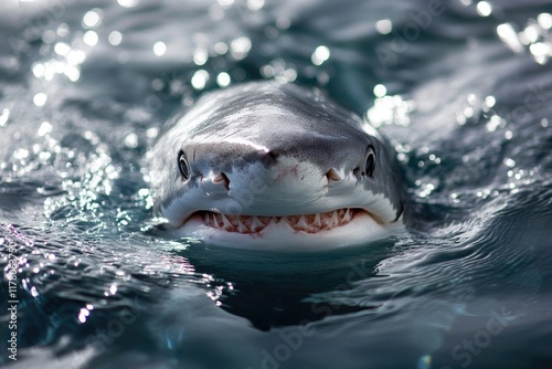 Close-up of a shark swimming in the ocean photo