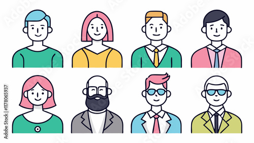 Flat Style Business Professional Avatars Vector Set