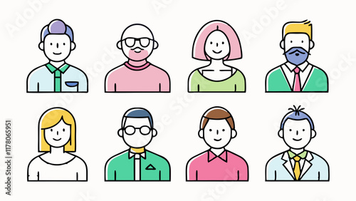 Flat Style Business Professional Avatars Vector Set