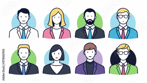 Flat Style Business Professional Avatars Vector Set