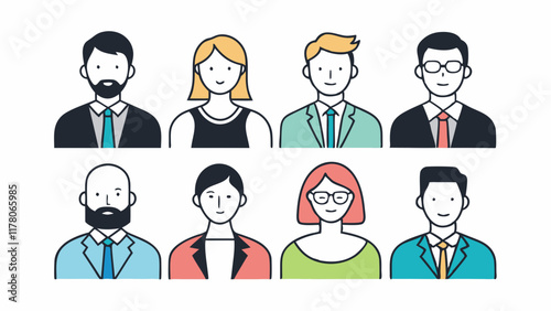 Flat Style Business Professional Avatars Vector Set