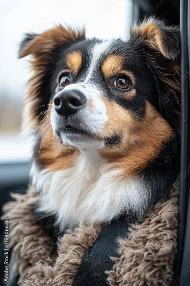 A dog sitting inside a vehicle A dog sitting inside a vehicle