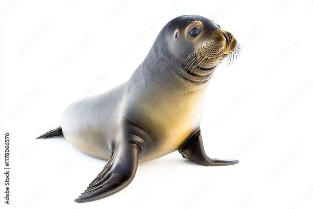 Fototapeta premium A sculpture of a seal on a clean white surface