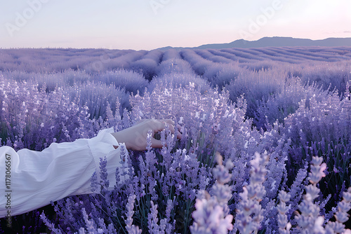aromatherapy practice, a gentle touch caressing a lavender sprig