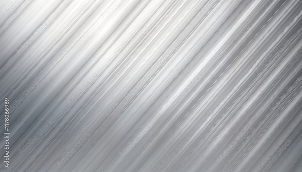 Obraz premium Brushed silver metal texture. Diagonal lines create shiny lustrous surface. Abstract design. Modern tech style. Elegant polished material. Gradient light effect. Simple background. Industrial, sleek