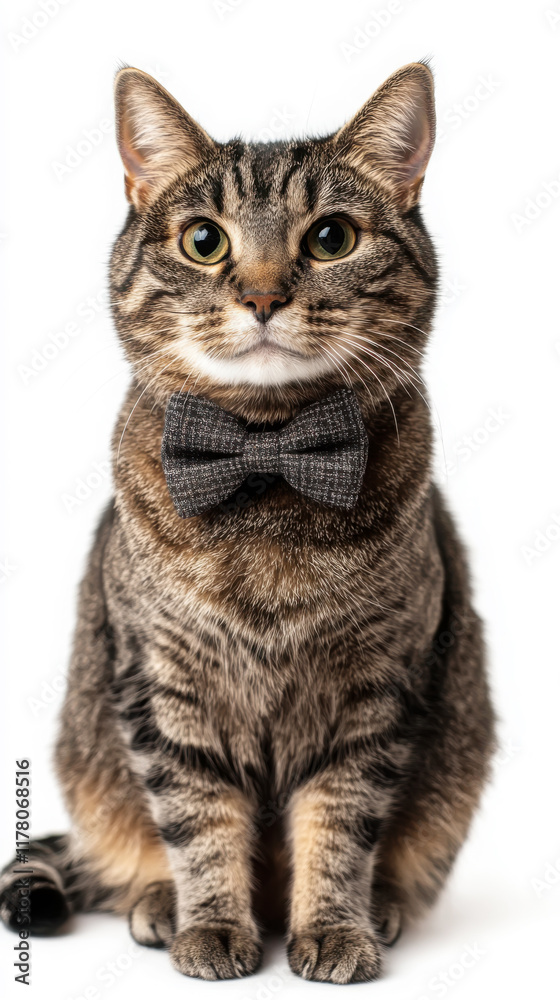 Elegant cat wearing bow tie in studio setting for stylish pet portraits Elegant cat wearing bow tie in studio setting for stylish pet portraits