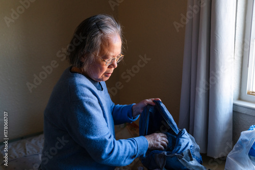 packing backpack at home photo